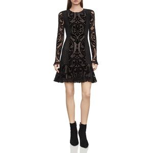 BCBGMAXAZRIA Black Guinevere Velvet Burnout Dress (Sz S)